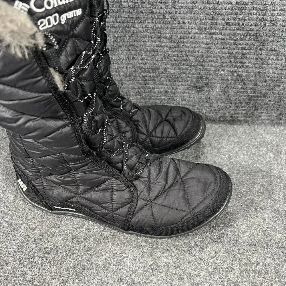 Columbia Boots Womens Size 9 Black Waterproof Quilted Fur Snow Winter YL5164-011